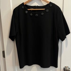 Talbots Black Embellished Blouse